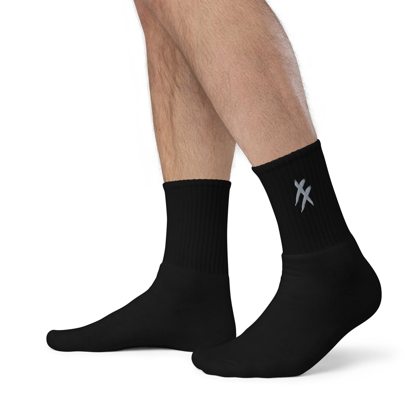 Silver X's - Embroidered socks