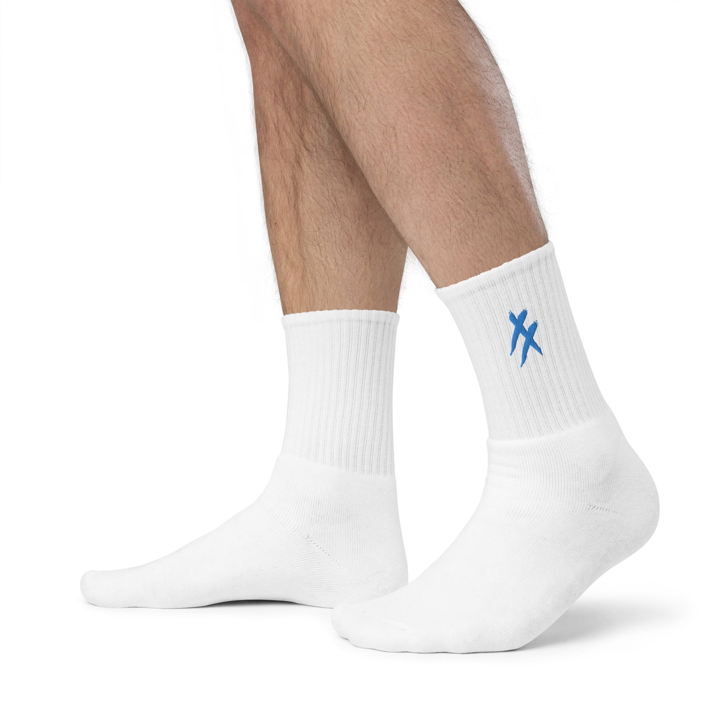 Blue X's - Embroidered socks